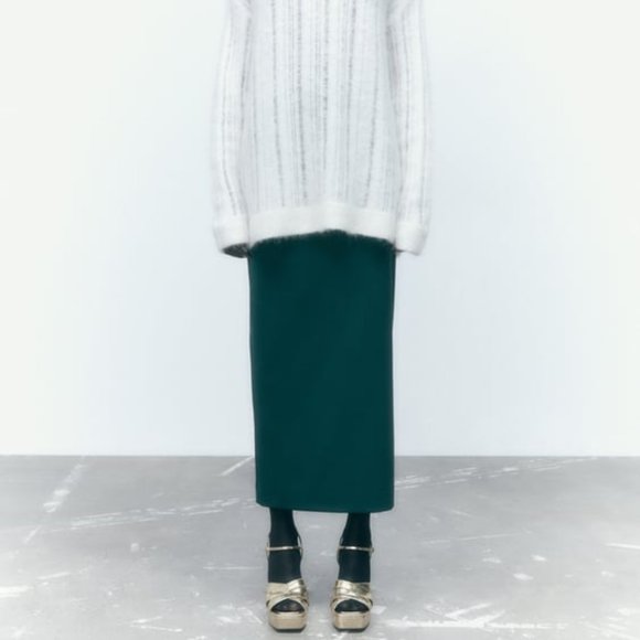 Zara Dresses & Skirts - ZARA MIDI PENCIL SKIRT DARK GREEN 2047/991.